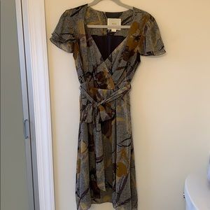 Silk flutter-sleeve Anthropologie dress